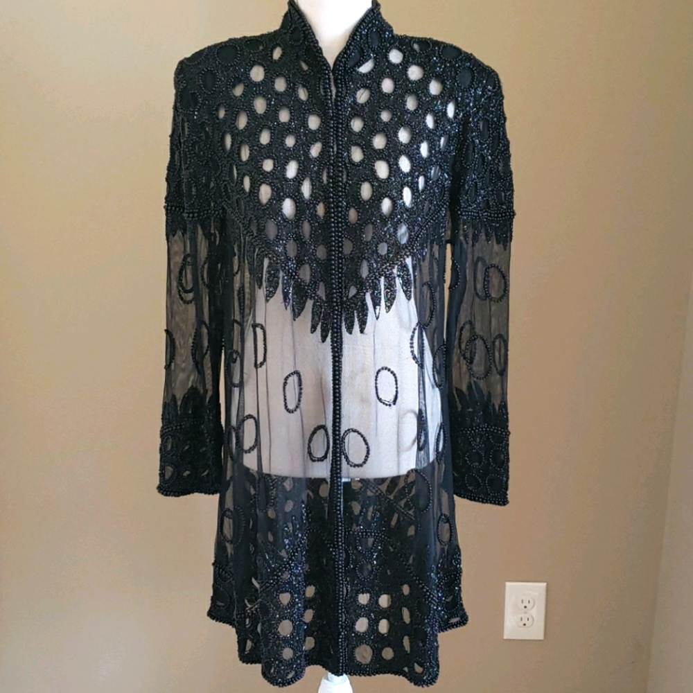 VTG long, beaded evening jacket